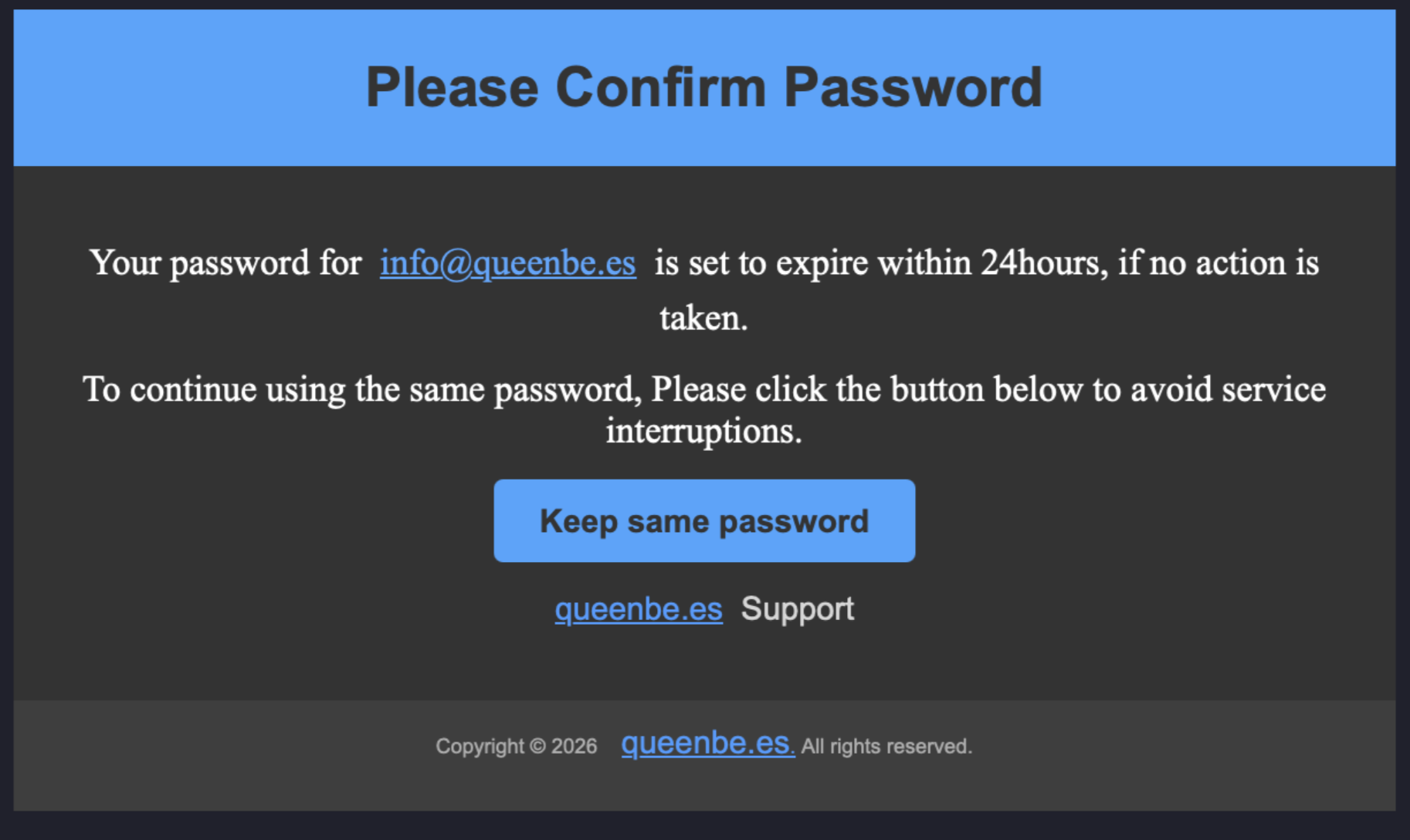 Example of a suspicious phishing email