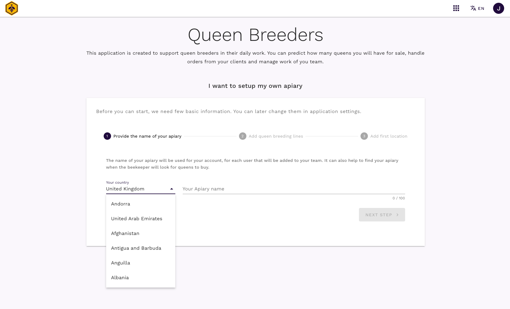 Ekran konfiguracji aplikacji QueenBees