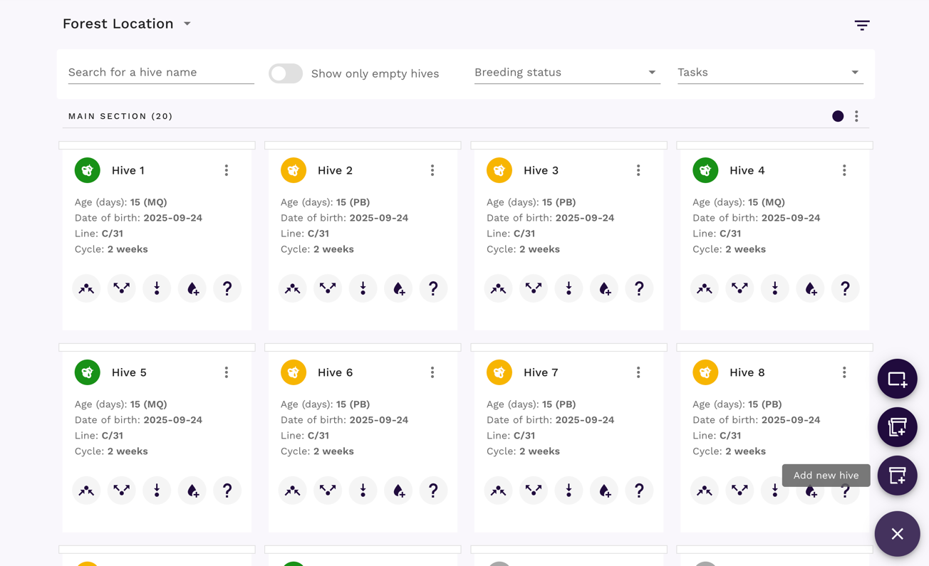 Centralt område med handlingsknap