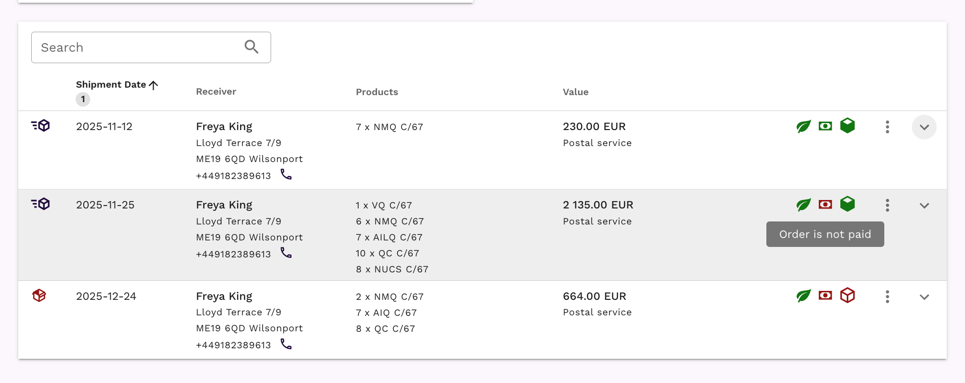 Tabela pozycji zamówienia