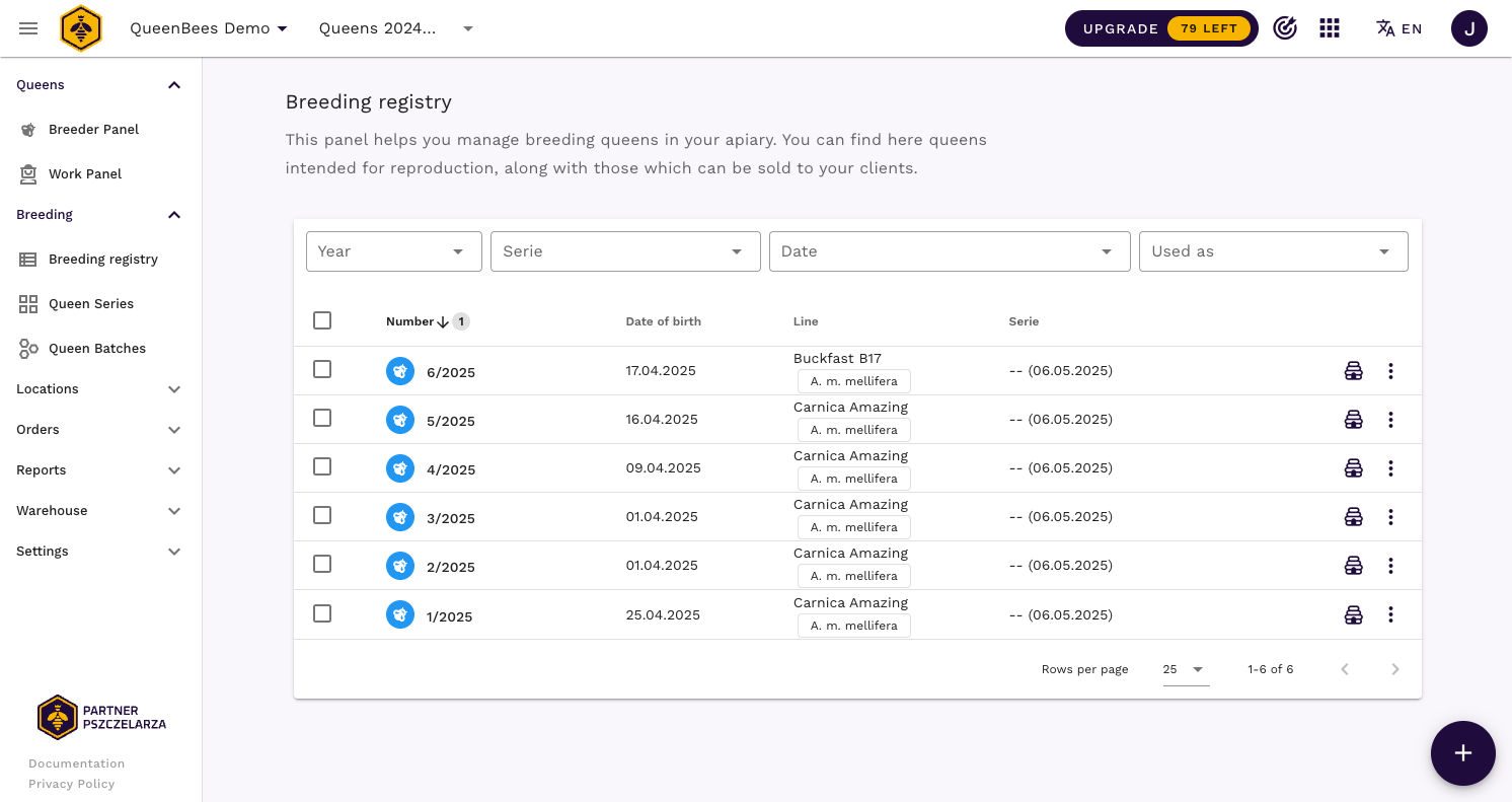 Domyślne numerowanie matek