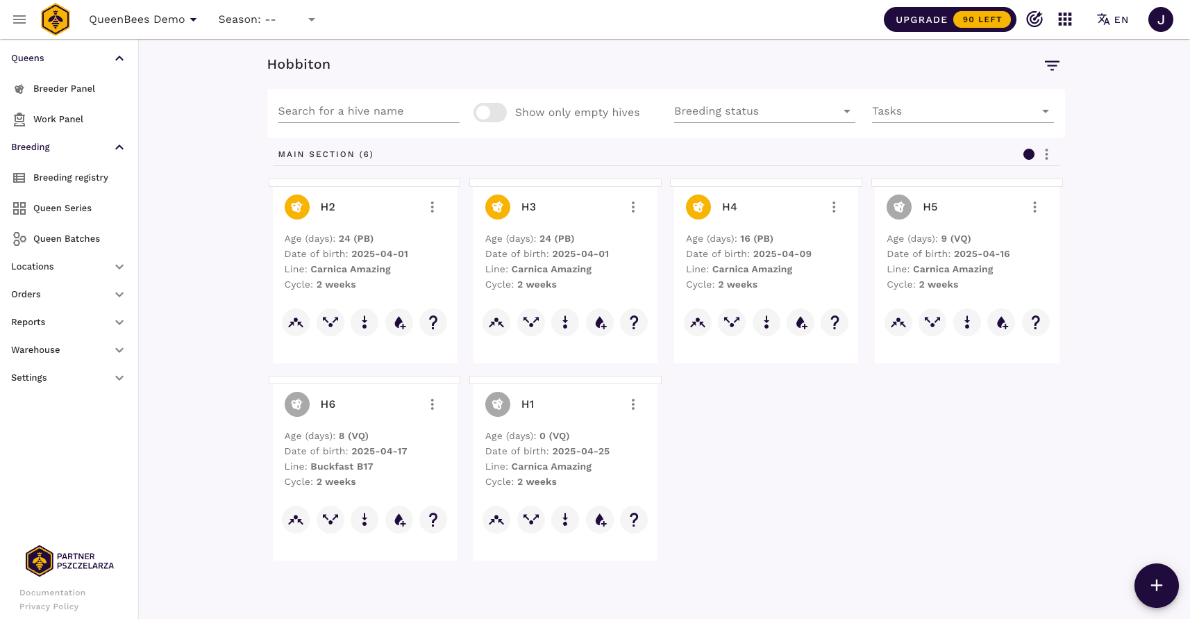 Matki dodane do wszystkich uli w lokalizacji