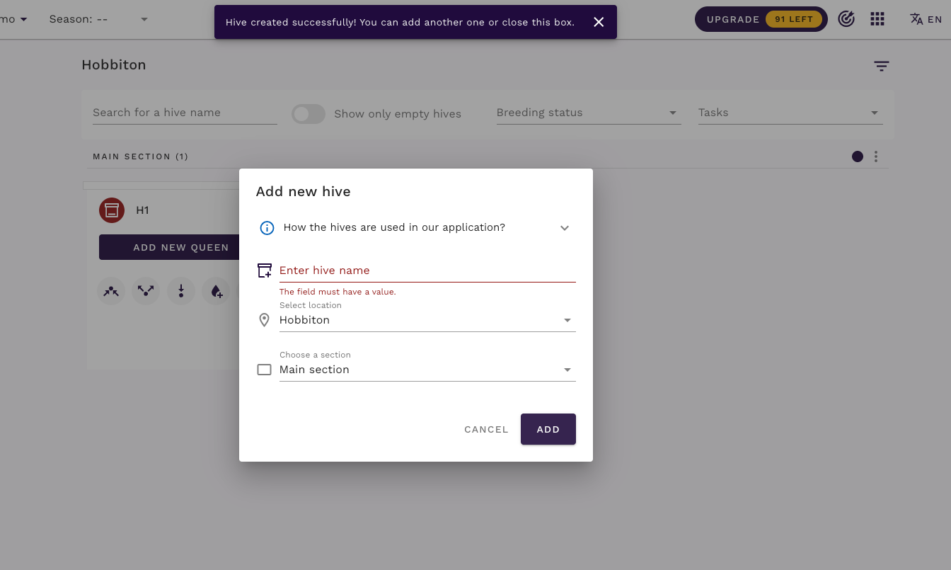 Pierwszy ul dodany do głównej lokalizacji