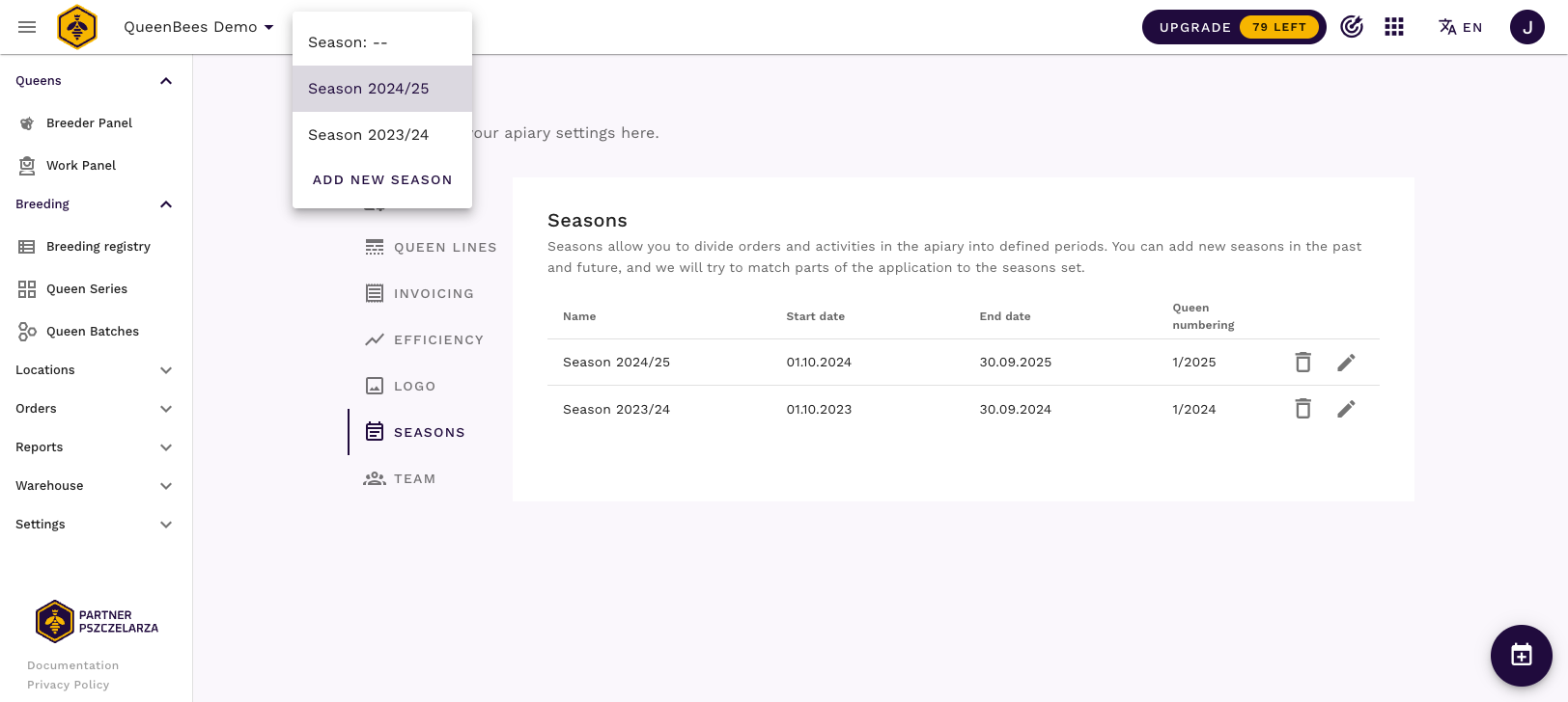 Wiele następujących po sobie sezonów
