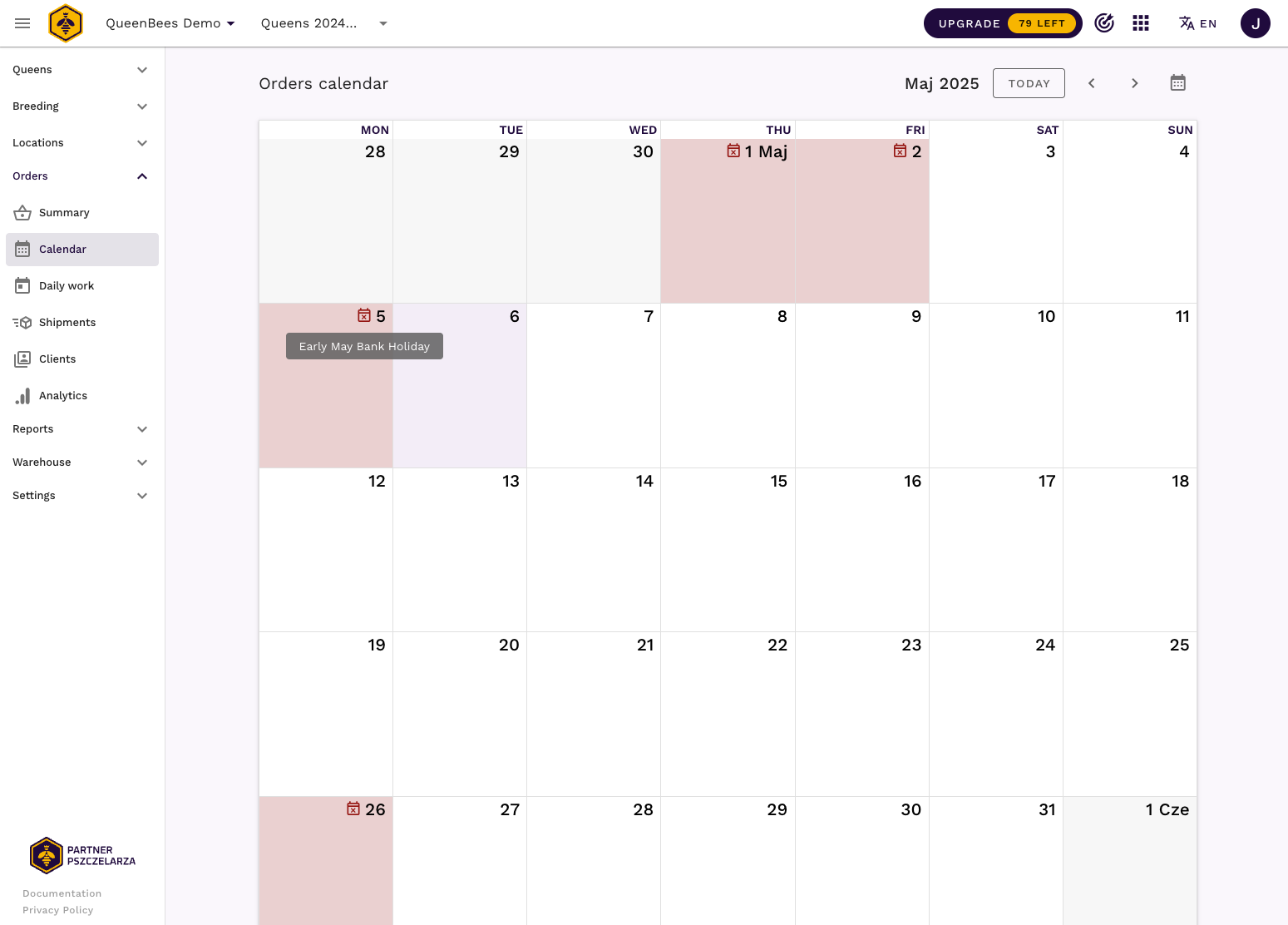 Dni wolne w kalendarzu wysyłek