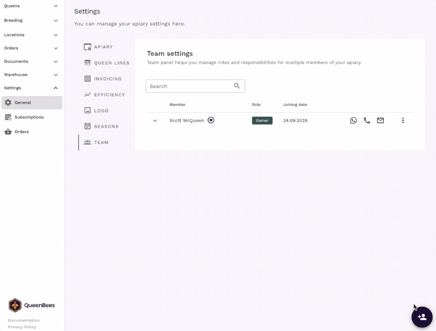 Dodawanie nowego członka zespołu